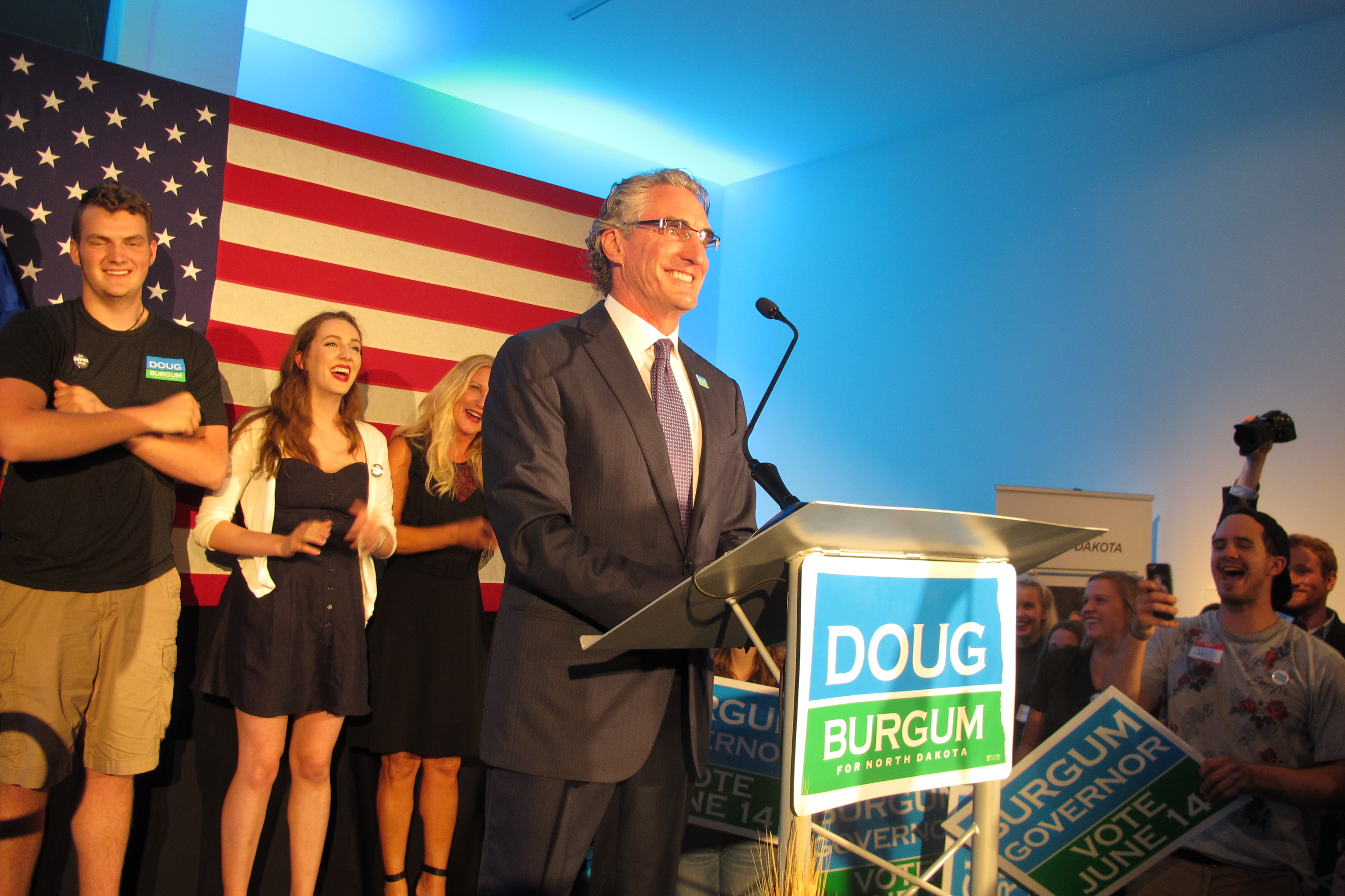 Republican governor candidate Doug Burgum talks to supporters. Republican governor candidate Doug Burgum talks to supporters.