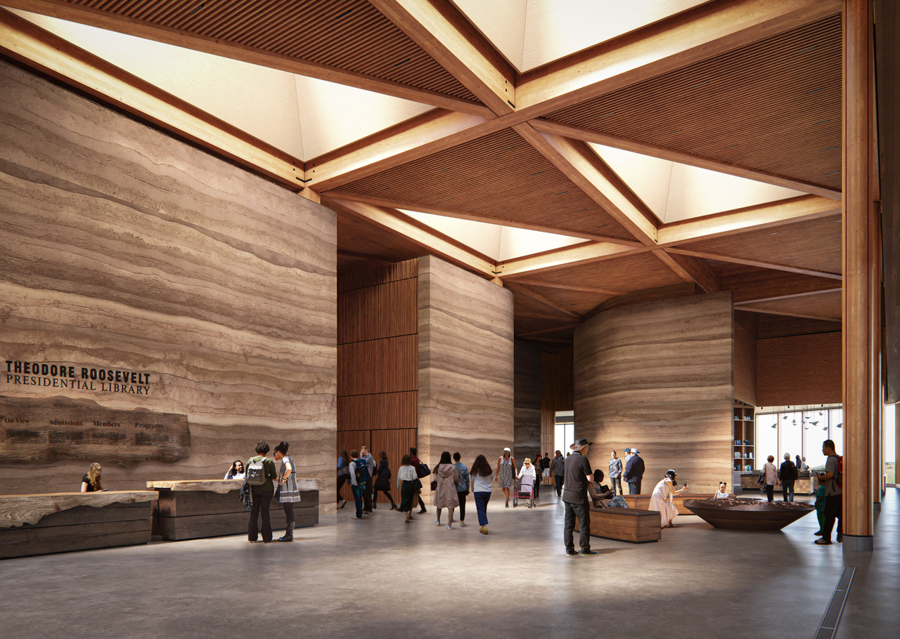 A rendering of the inside of the Theodore Roosevelt Presidential Library is pictured. A rendering of the inside of the Theodore Roosevelt Presidential Library is pictured.