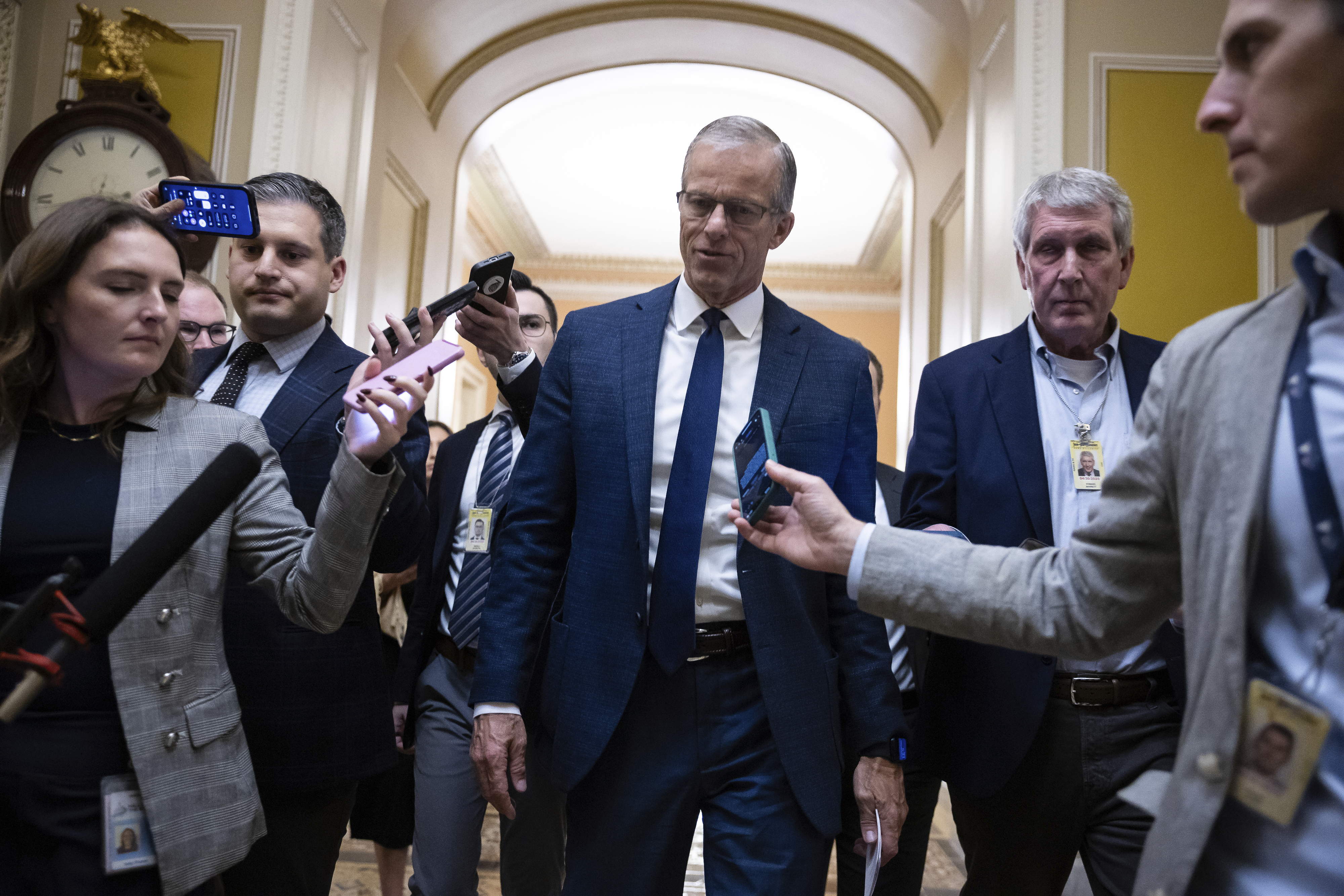 Sen. John Thune (R-S.D.) speaking with reporters. Sen. John Thune (R-S.D.) speaking with reporters.